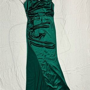 Elegant Green Satin Dress